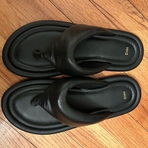 Mango Black Leather Sandals